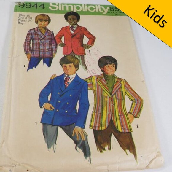Simplicity 9944 clothing pattern Boys Suit Jacket (complete) - Picture 1 of 8